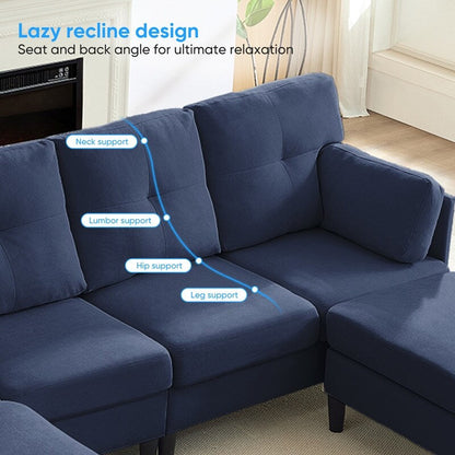 Canapé sectionnel Mixoy W87 en U, canapé convertible 4 places en velours avec poufs de rangement amovibles