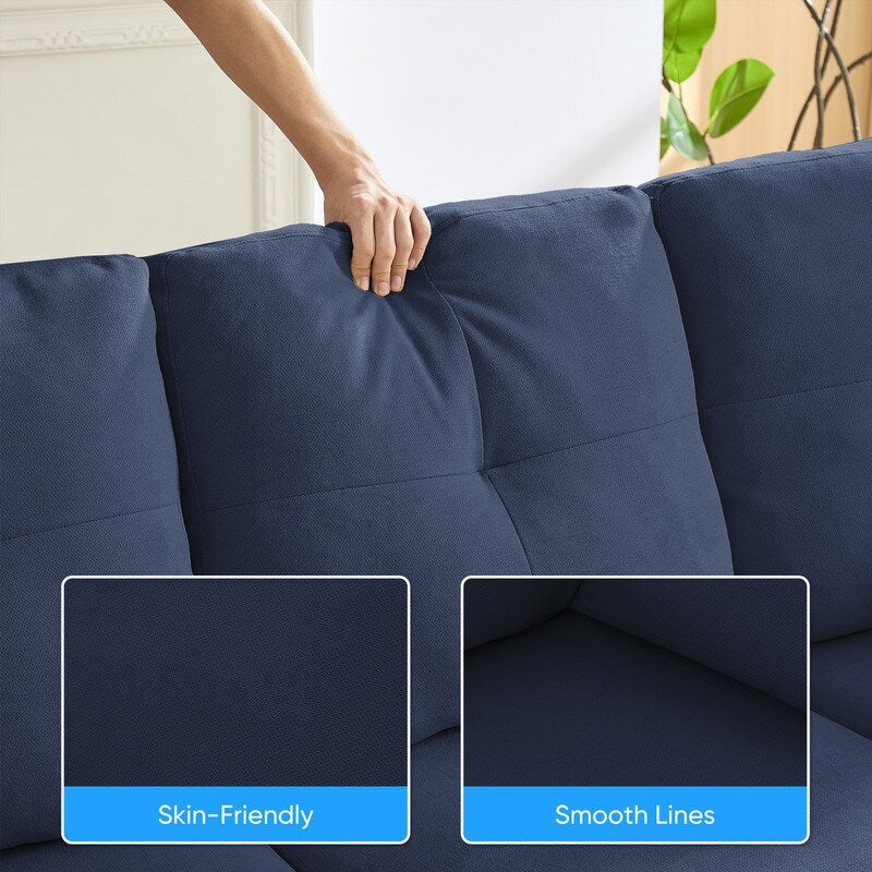 Canapé sectionnel Mixoy W87 en U, canapé convertible 4 places en velours avec poufs de rangement amovibles