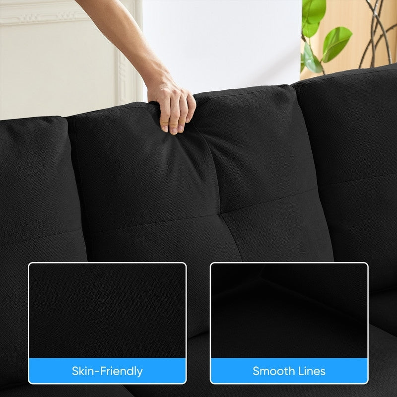 Canapé sectionnel Mixoy W87 en U, canapé convertible 4 places en velours avec poufs de rangement amovibles