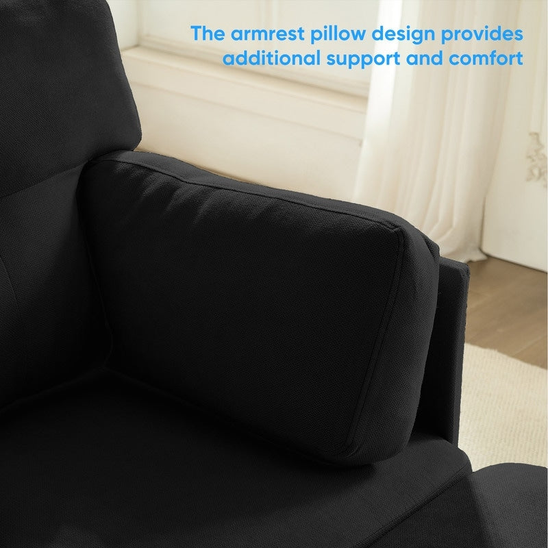 Canapé sectionnel Mixoy W87 en U, canapé convertible 4 places en velours avec poufs de rangement amovibles