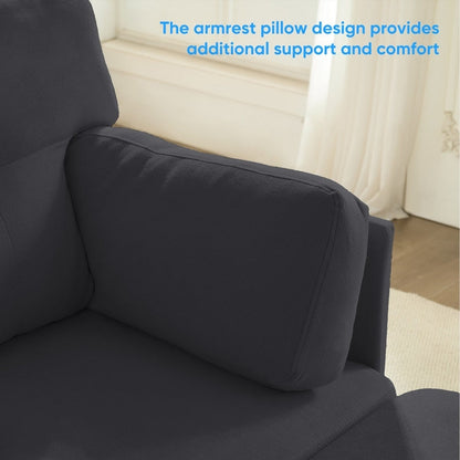 Canapé sectionnel Mixoy W87 en U, canapé convertible 4 places en velours avec poufs de rangement amovibles