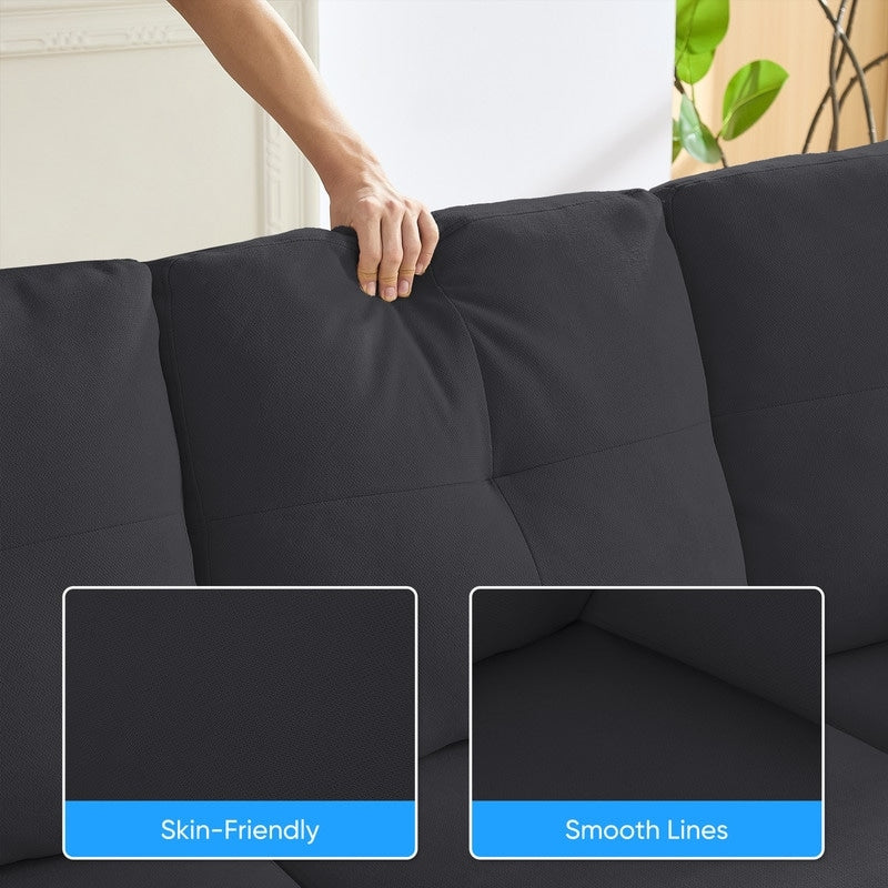 Canapé sectionnel Mixoy W87 en U, canapé convertible 4 places en velours avec poufs de rangement amovibles