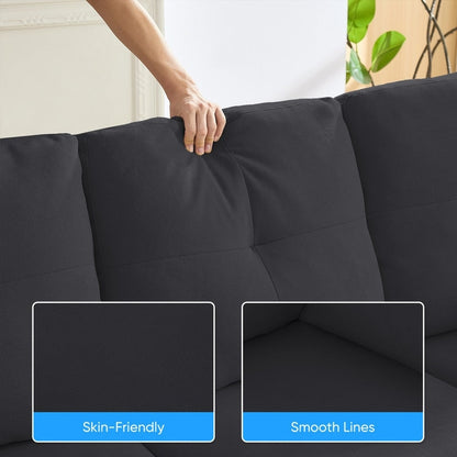 Canapé sectionnel Mixoy W87 en U, canapé convertible 4 places en velours avec poufs de rangement amovibles