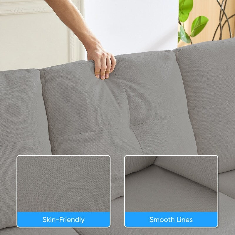 Canapé sectionnel Mixoy W87 en U, canapé convertible 4 places en velours avec poufs de rangement amovibles