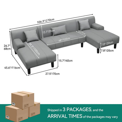 Canapé sectionnel en PU Moasis 106, canapé modulaire moderne en forme de U - 106,3 L x 45,6 l x 26,7 H