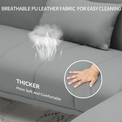 Canapé sectionnel en PU Moasis 106, canapé modulaire moderne en forme de U - 106,3 L x 45,6 l x 26,7 H