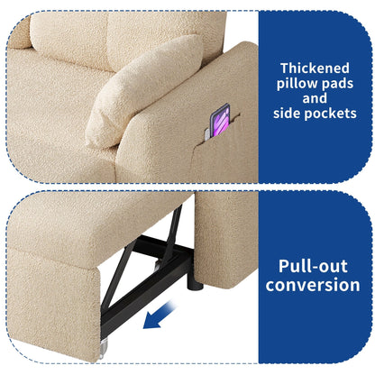 Canapé-lit sectionnel réversible 3 places en forme de L Moasis avec rangement et coussins