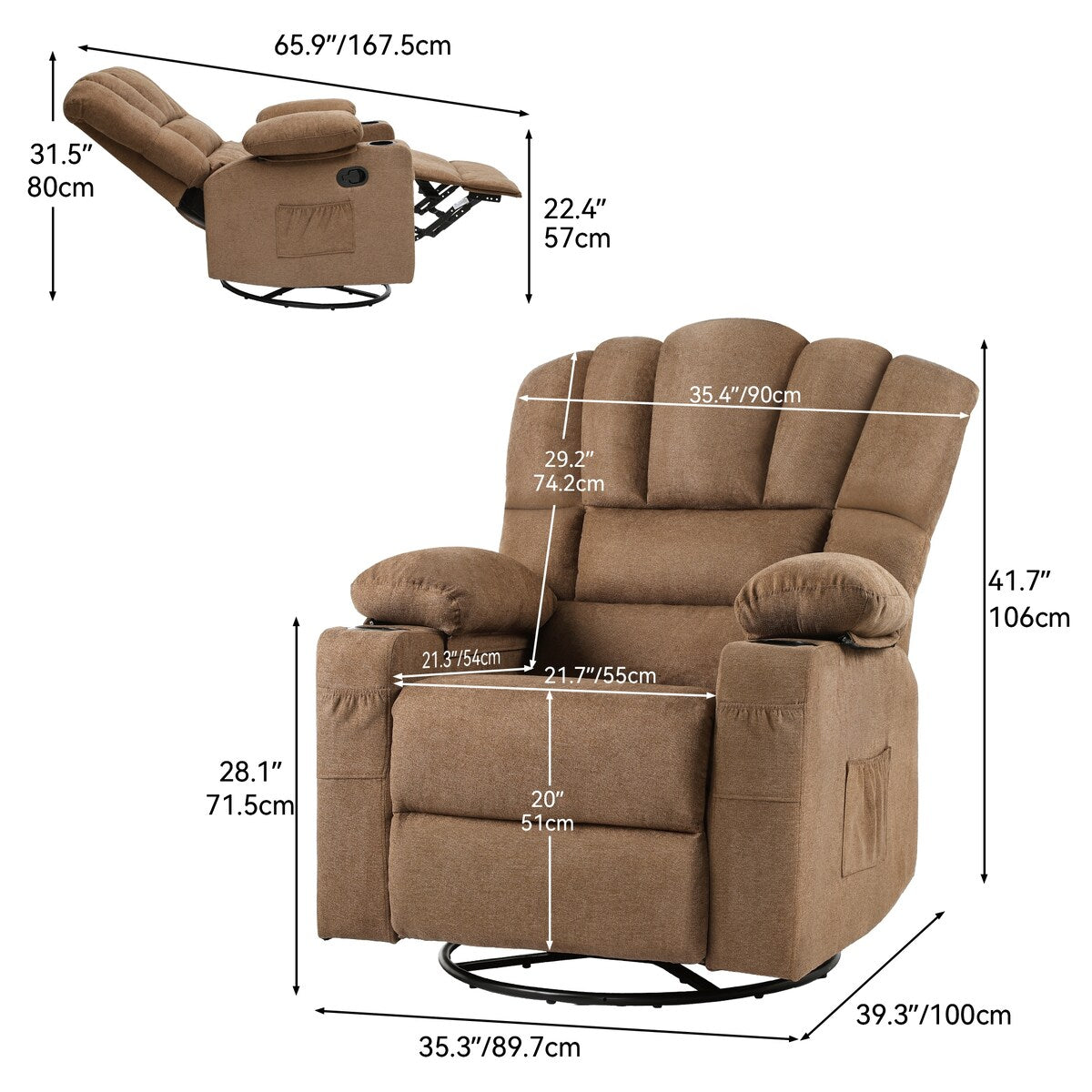 Fauteuil inclinable pivotant manuel Moasis pour personnes âgées