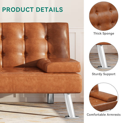 Canapé-lit convertible Moasis moderne en cuir PVC - 64 x 30 x 26 cm