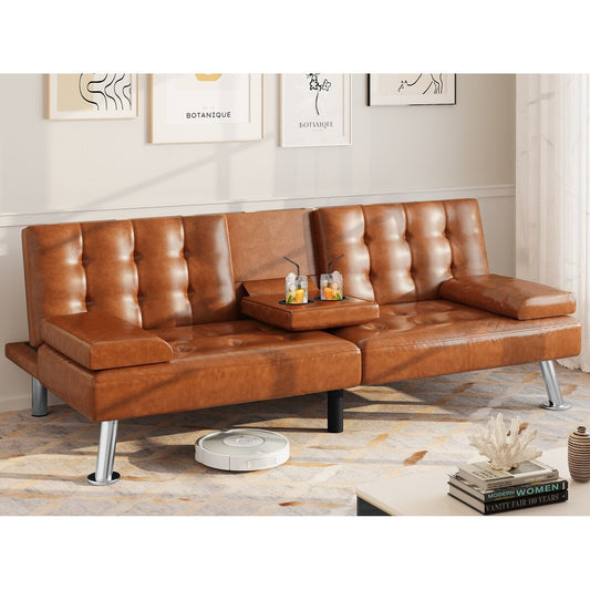 Canapé-lit convertible Moasis moderne en cuir PVC - 64 x 30 x 26 cm