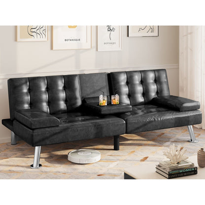 Canapé-lit convertible Moasis moderne en cuir PVC - 64 x 30 x 26 cm