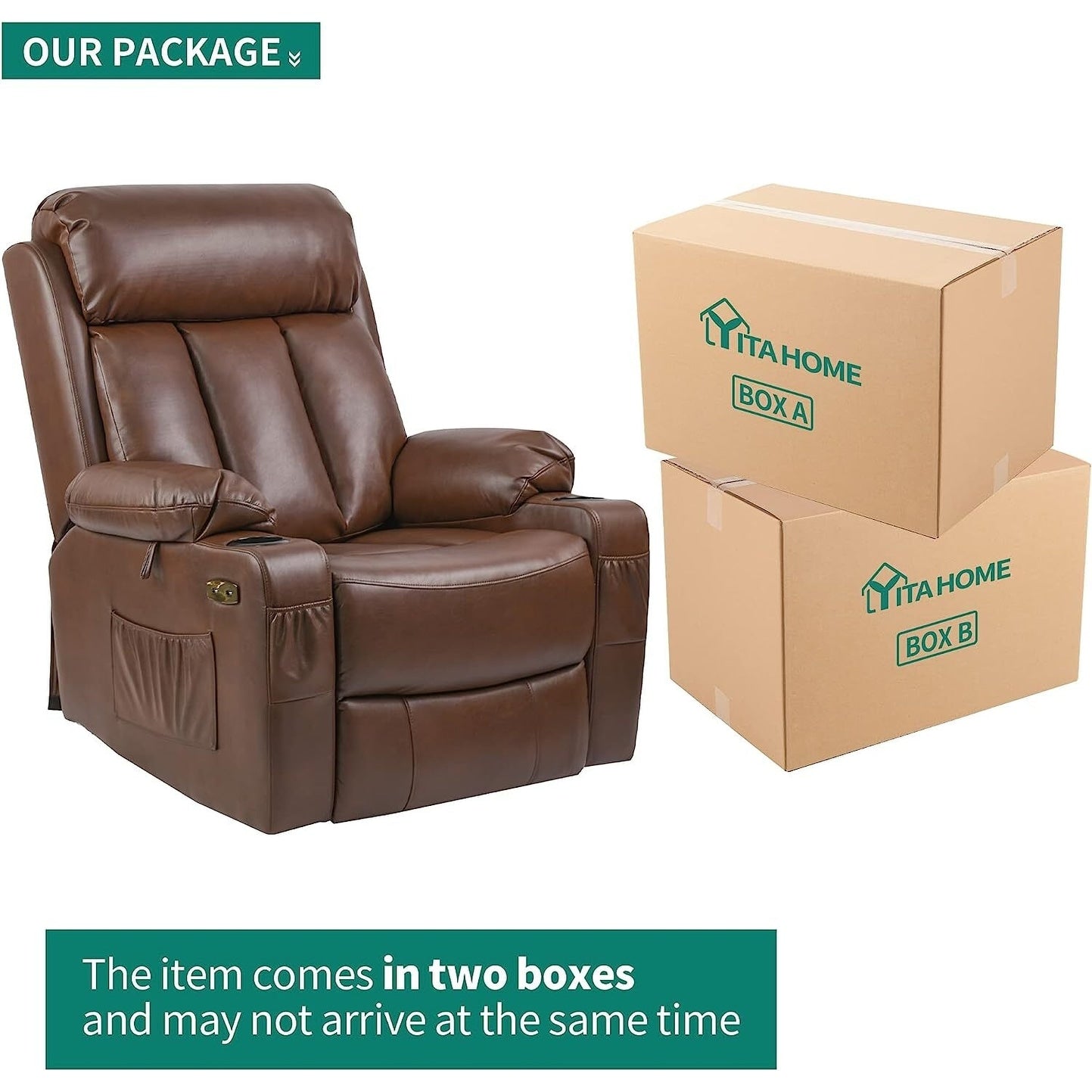 Fauteuil inclinable électrique Moasis avec massage et chaleur