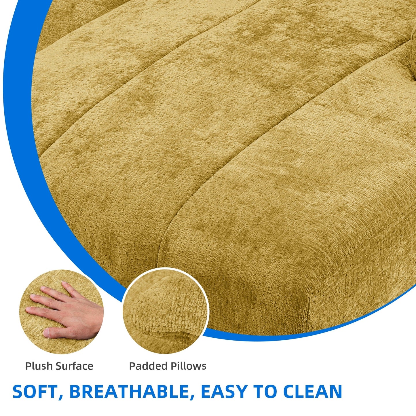 Canapés sectionnels Moasis en U, canapé modulaire moderne en chenille - 45,6 L x 106,3 L x 26,7 H