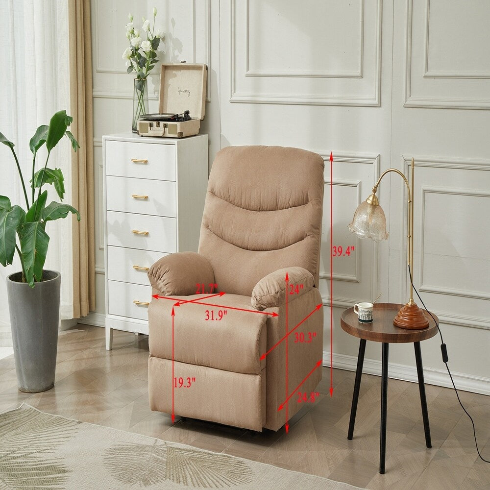 Fauteuil inclinable manuel Mocha, accoudoirs en coussin pour chambre à coucher