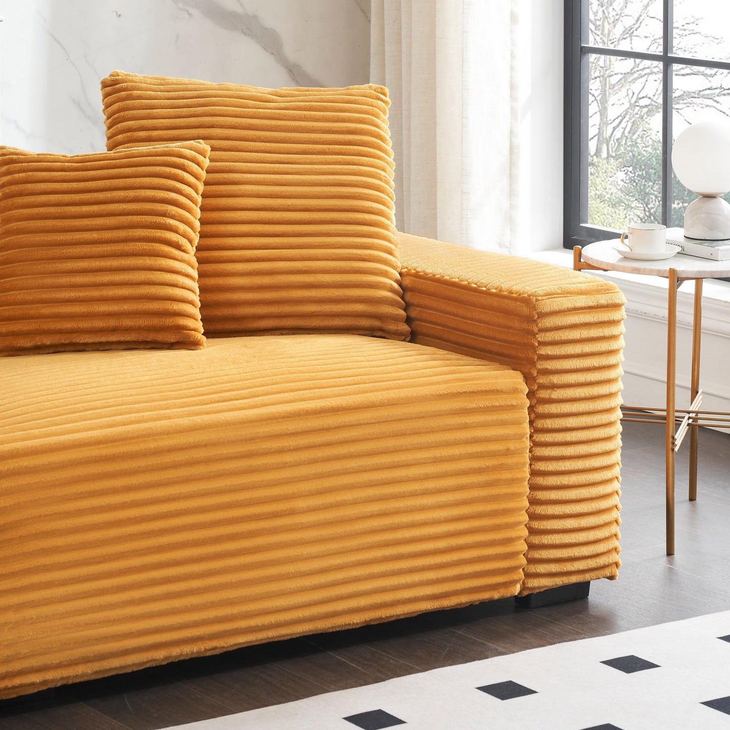 Canapé 4 places moderne en velours côtelé 104,72 avec 4 coussins décoratifs pour le salon