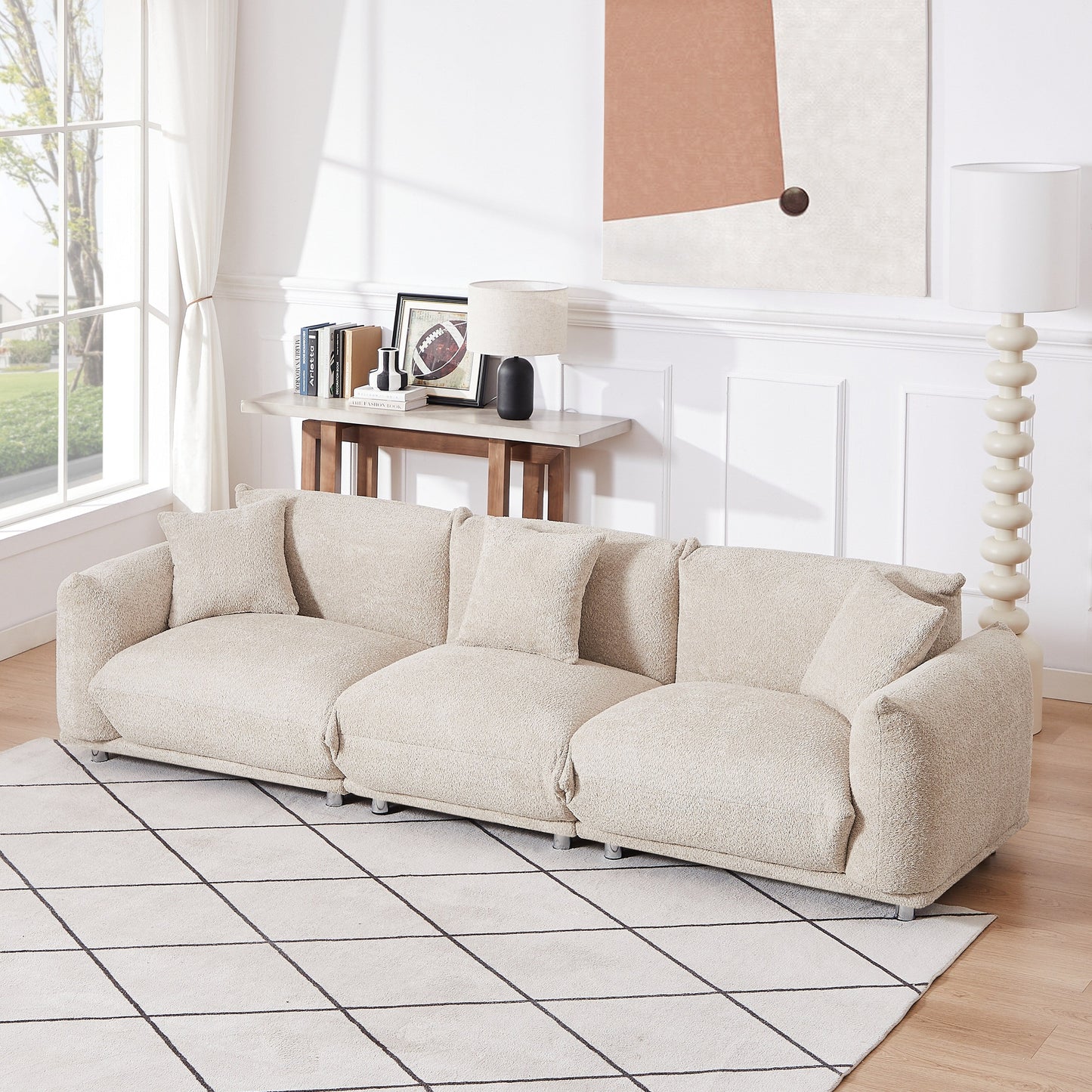 Canapé 3 places surdimensionné moderne 111 avec pieds en métal et cadre en bois massif pour le salon