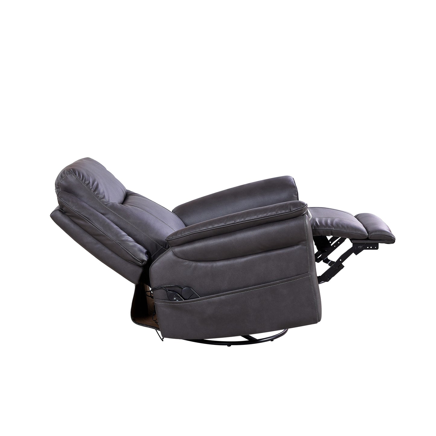 Fauteuil inclinable électrique pivotant à 240 degrés moderne avec support lombaire chauffant, massage par vibrations et repose-pieds extensible