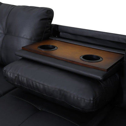 Ensemble de canapés modernes 3 pièces en similicuir noir et synthétique : un style élégant pour les salons