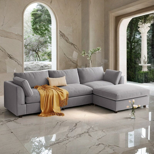 Canapé sectionnel convertible 3 places moderne, gris