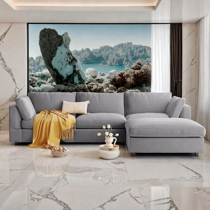 Canapé sectionnel convertible 3 places moderne, gris