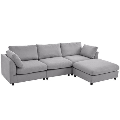 Canapé sectionnel convertible 3 places moderne, gris