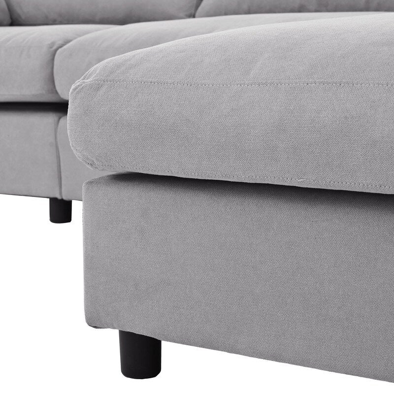 Canapé sectionnel convertible 3 places moderne, gris