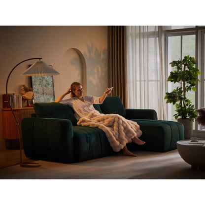 Canapé 3 places moderne en velours côtelé en forme de L, canapé sectionnel convertible pour salon et appartement