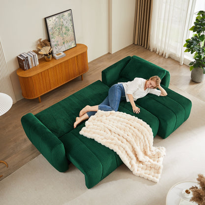 Canapé 3 places moderne en velours côtelé en forme de L, canapé sectionnel convertible pour salon et appartement