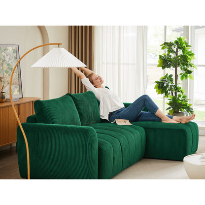 Canapé 3 places moderne en velours côtelé en forme de L, canapé sectionnel convertible pour salon et appartement