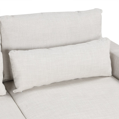 Canapé sectionnel moderne 3 places en L avec revêtement en lin, coussins amovibles et coussins lombaires pour salon ou bureau