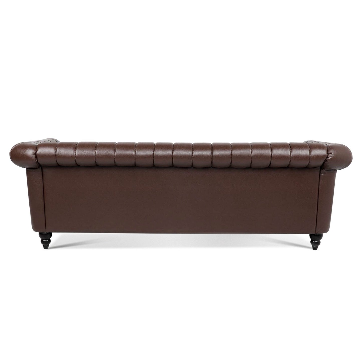 Canapé Chesterfield moderne 3 places rembourré, accoudoirs roulés en cuir PU 83,46 pouces, pour salon et appartement