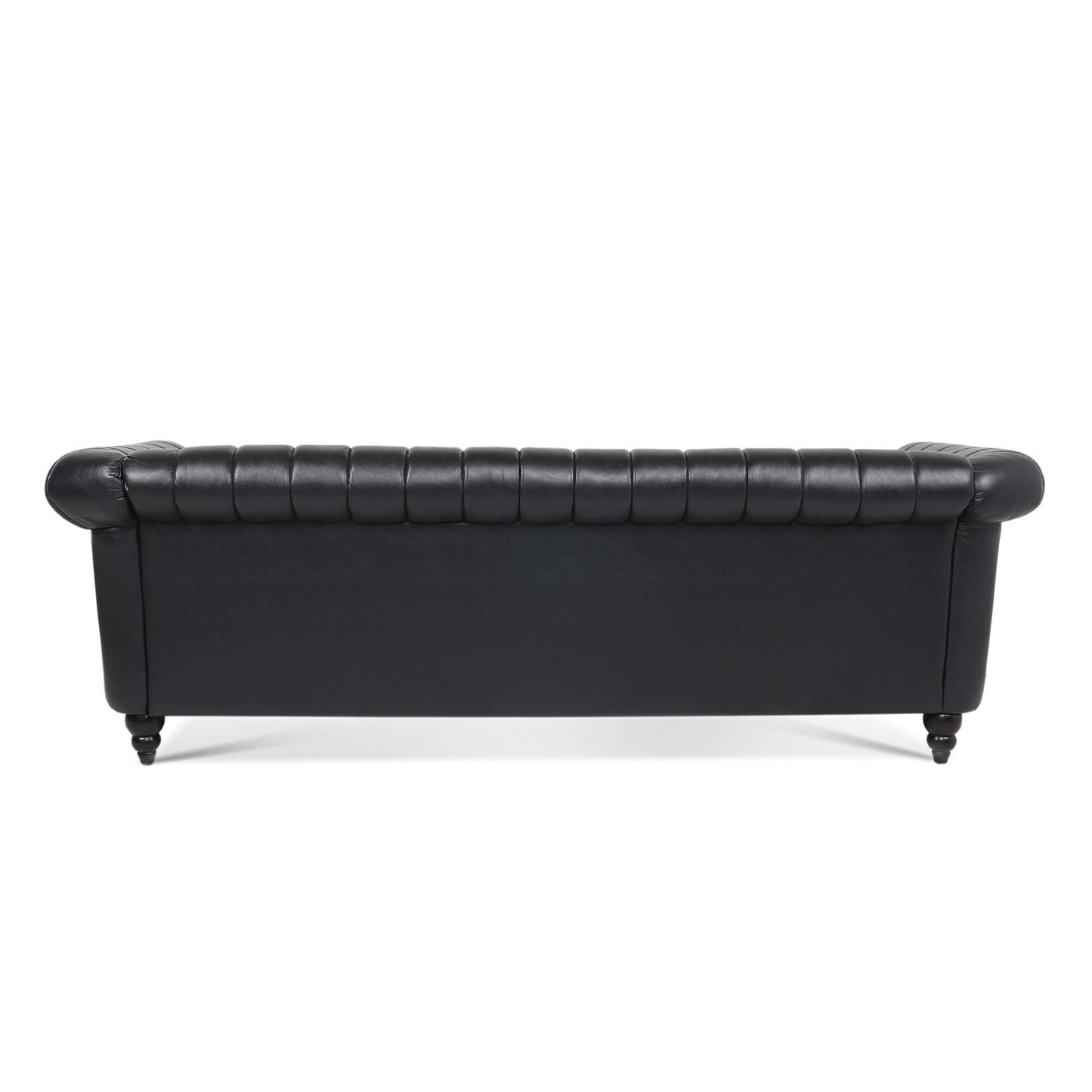 Canapé Chesterfield moderne 3 places rembourré, accoudoirs roulés en cuir PU 83,46 pouces, pour salon et appartement
