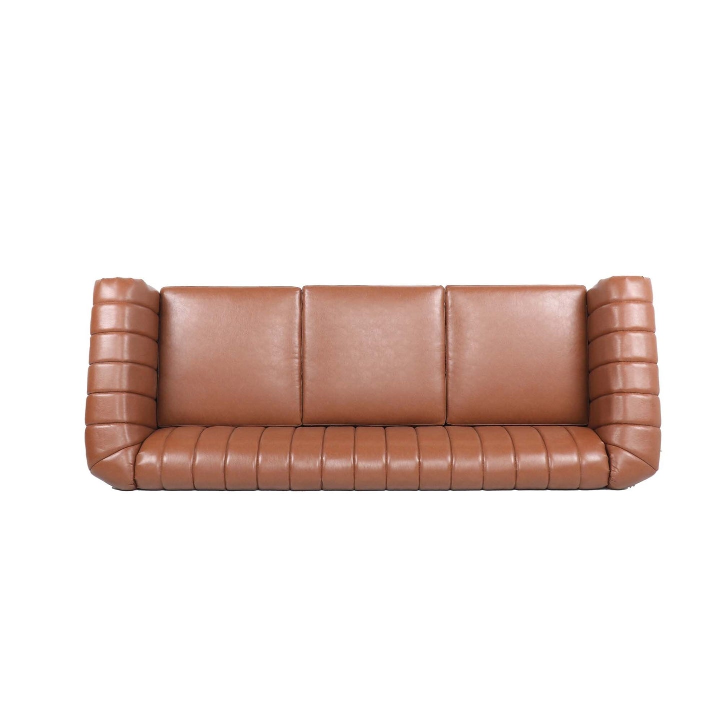 Canapé Chesterfield moderne 3 places rembourré, accoudoirs roulés en cuir PU 83,46 pouces, pour salon et appartement