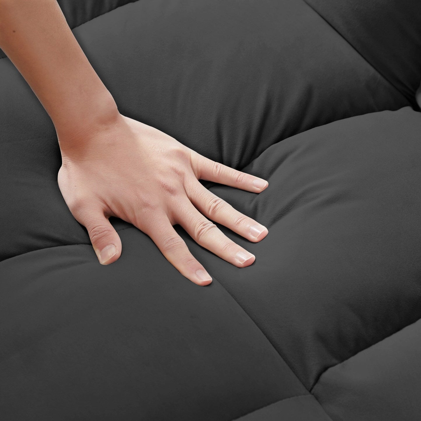 Canapé-lit futon convertible 3 en 1 en velours moderne avec lit gigogne