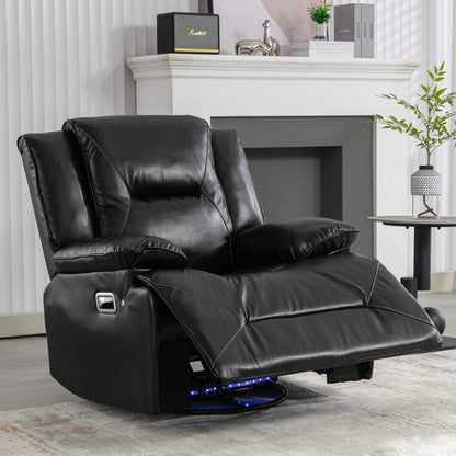 Fauteuil inclinable manuel pivotant à 360° moderne, fauteuil inclinable home cinéma avec bande lumineuse LED, canapé simple inclinable manuel
