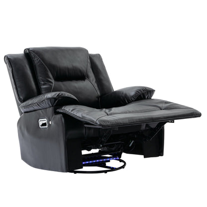 Fauteuil inclinable manuel pivotant à 360° moderne, fauteuil inclinable home cinéma avec bande lumineuse LED, canapé simple inclinable manuel