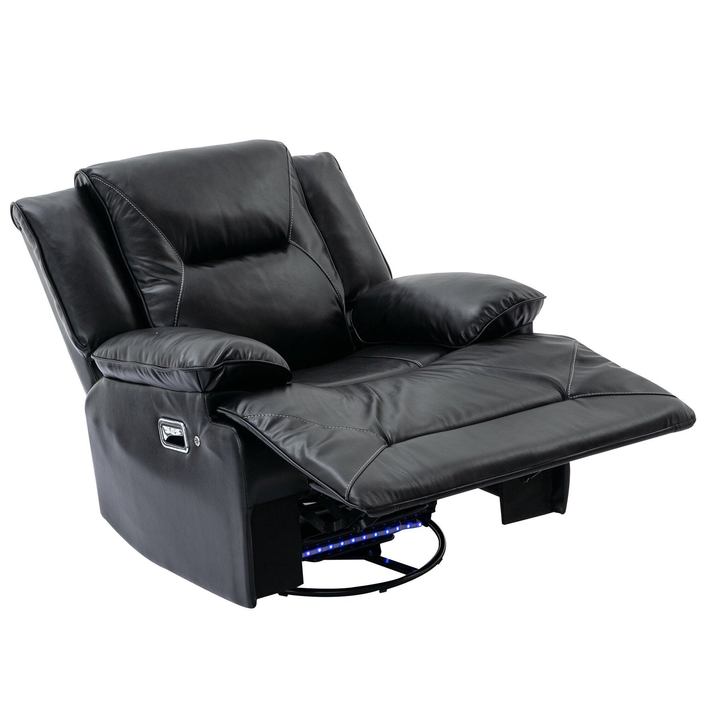 Fauteuil inclinable manuel pivotant à 360° moderne, fauteuil inclinable home cinéma avec bande lumineuse LED, canapé simple inclinable manuel