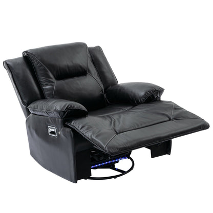 Fauteuil inclinable manuel pivotant à 360° moderne, fauteuil inclinable home cinéma avec bande lumineuse LED, canapé simple inclinable manuel