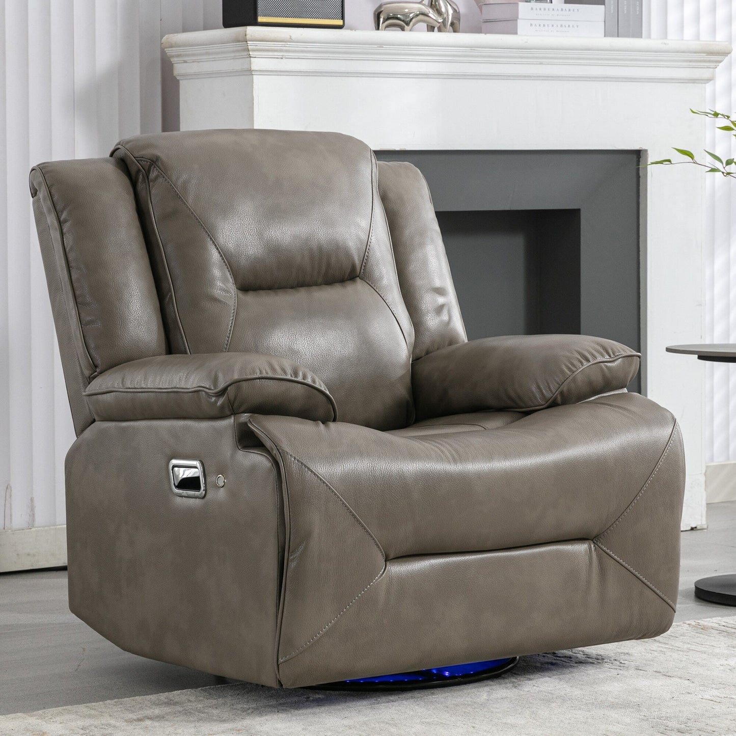 Fauteuil inclinable manuel pivotant à 360° moderne, fauteuil inclinable home cinéma avec bande lumineuse LED, canapé simple inclinable manuel