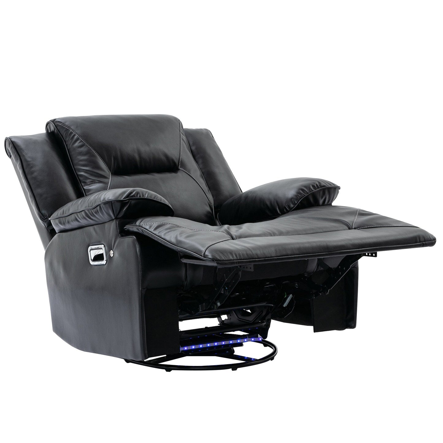 Fauteuil inclinable manuel pivotant à 360° moderne, fauteuil inclinable home cinéma avec bande lumineuse LED, canapé simple inclinable manuel