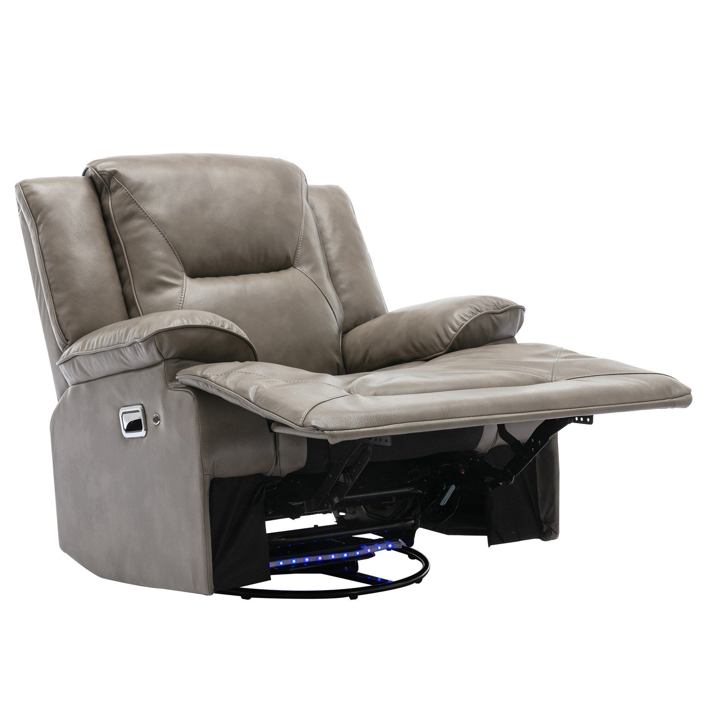 Fauteuil inclinable manuel pivotant à 360° moderne, fauteuil inclinable home cinéma avec bande lumineuse LED, canapé simple inclinable manuel