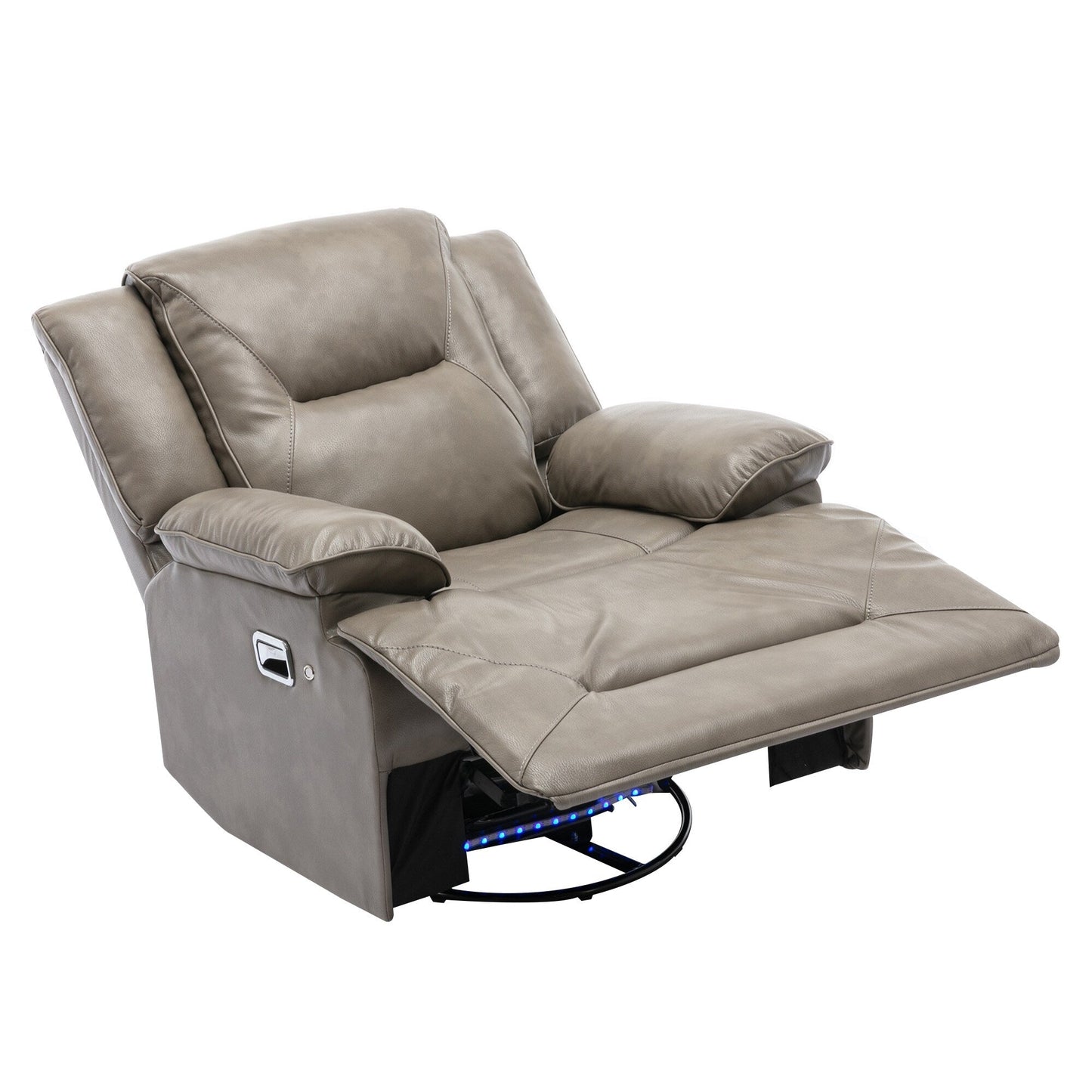 Fauteuil inclinable manuel pivotant à 360° moderne, fauteuil inclinable home cinéma avec bande lumineuse LED, canapé simple inclinable manuel