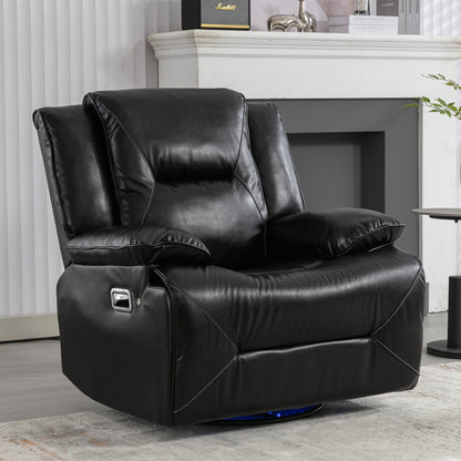 Fauteuil inclinable manuel pivotant à 360° moderne, fauteuil inclinable home cinéma avec bande lumineuse LED, canapé simple inclinable manuel