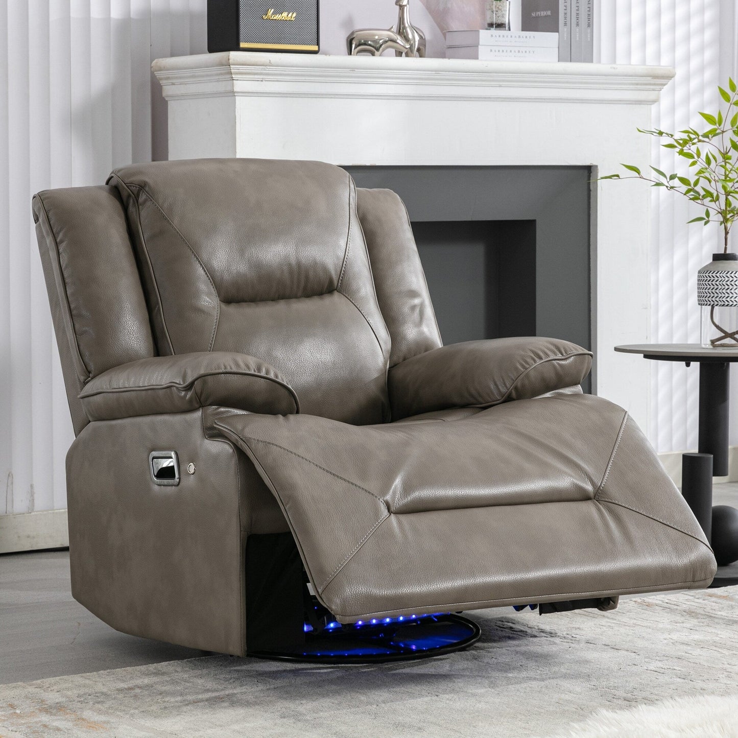 Fauteuil inclinable manuel pivotant à 360° moderne, fauteuil inclinable home cinéma avec bande lumineuse LED, canapé simple inclinable manuel