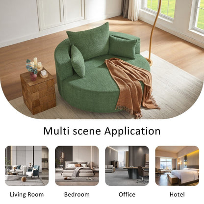 Fauteuil rond pivotant à 360° moderne avec 3 coussins amovibles pour salon