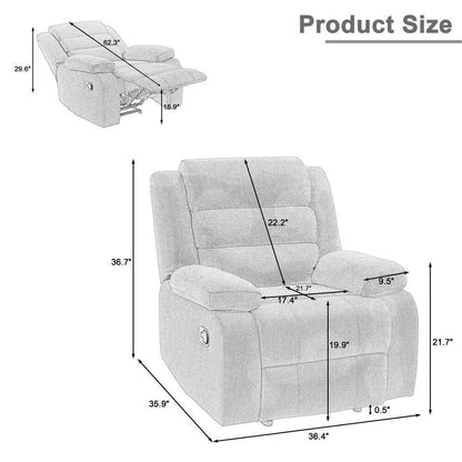 Fauteuil inclinable manuel moderne en coton/velours côtelé de 91 cm de large
