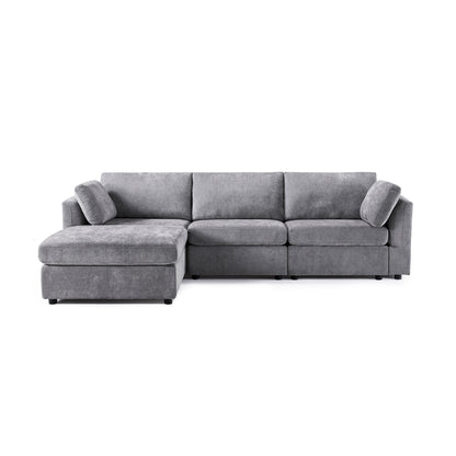 Canapé 4 places moderne en chenille en forme de L, canapé modulable pour salon et appartement