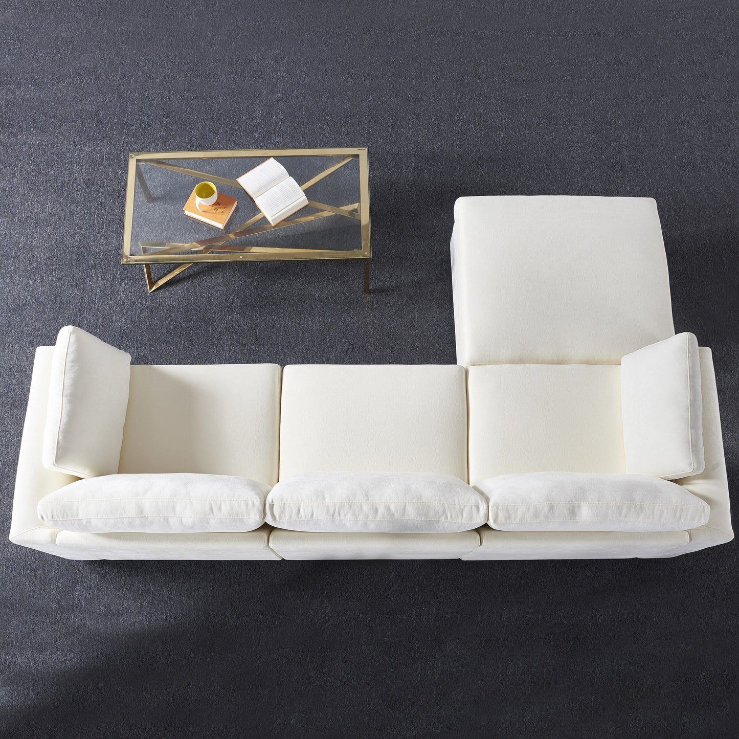 Canapé 4 places moderne en chenille en forme de L, canapé modulable pour salon et appartement