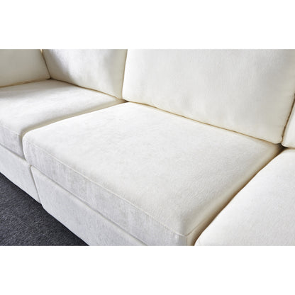 Canapé 4 places moderne en chenille en forme de L, canapé modulable pour salon et appartement