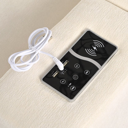 Canapé sectionnel moderne 4 places, rembourré et modulaire, avec haut-parleurs Bluetooth, chargement sans fil et ports USB